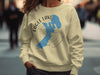 Tan sweatshirt with Eagle Lake California map graphic and compass.
