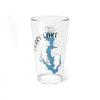 Clear glass pint glass with Perry Lake map and compass design.