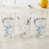 Three clear glasses with "MITCHELL LAKE ALABAMA" and lake maps.