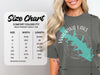 Comfort Colors 1717 size chart for heavyweight adult tee with measurements.