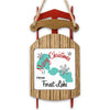 Wooden sled ornament with "Merry Christmas FROM Forest Lake" and a turquoise map illustration.