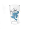 Clear glass pint glass with a map of Squam Lake, New Hampshire design.