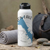 White water bottle with blue lake map graphic and "ISON LAKE OKLAHOMA" text.