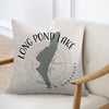 Long Pond Lake New Hampshire map design on a textured pillow.