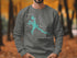 Grey sweatshirt with Pokegama Lake map and compass graphic, "Beautiful Pokegama Lake Minnesota".