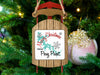 Sled-shaped ornament with "Merry Christmas from Percy Priest" text.