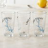 Three clear pint glasses featuring a blue map of Lake Oconee, Georgia, and a compass rose design.