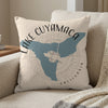 Lake Cuyamaca California map with compass rose design on a cream pillow.