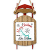 Wooden sled ornament with "Merry Christmas FROM Lake Wateree" and snowflakes.