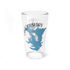 Glass with blue map design for Lake Casitas, California.