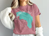 Dusty rose t-shirt with Garibaldi Lake map and compass design.