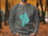 Gray sweatshirt with turquoise Lake Istokpoga and Florida map design.