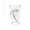 Glass with blue Cayuga Lake outline, compass rose, and "Cayuga Lake New York".
