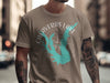 Brown t-shirt with Calaveras Lake Texas map and compass graphic.