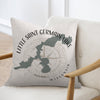 Pillow with Little Saint Germain Lake map and compass graphic in Wisconsin.