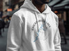 White hoodie with Chickamauga Lake Tennessee map and compass graphic.