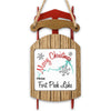 Sled ornament with "Merry Christmas FROM Fort Peck Lake" and snowflakes.