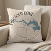 Pactola Lake map with compass rose on a textured pillow.
