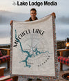 Mitchell Lake Alabama map blanket with compass rose design.