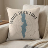 White Rock Lake Texas map and compass design on a square cushion.