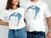 T-shirts with Rushford Lake map and compass graphic, New York.