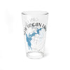 Glass with New Hogan Lake design, map and compass graphic, and "CALIFORNIA" text.