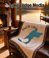 Blanket with Snow Lake, Washington design and compass rose.