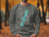 Dark gray sweatshirt with a teal map outline of Oologah Lake, Oklahoma.