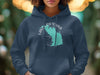 Dark navy hoodie with teal Lake Lawtonka map and compass graphic.