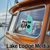 Teal island logo with "Peyto Life" text on a wooden boat window.