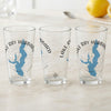 Three clear glasses display blue Lake Ray Hubbard maps with compass rose designs and text.