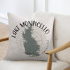 Pillow with Lake Monticello map and compass graphic, text reads "Lake Monticello South Carolina".
