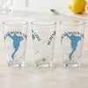 Three clear glasses with Black Canyon Lake Arizona map and compass design.