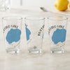 Three clear glasses featuring Buffalo Lake, Minnesota map graphics.