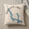 Walloon Lake, Michigan map on a decorative pillow with a compass rose.
