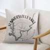 Summersville Lake West Virginia map and compass design on a throw pillow.