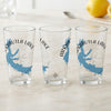 Three clear glasses featuring Arkabutla Lake map and compass design.