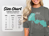 Comfort Colors 1717 heavyweight adult tee size chart with width and length measurements.