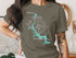 T-shirt with Lake Wateree map and compass graphic.