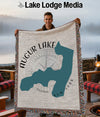 Tapestry blanket with Augur Lake map and "New York" text.