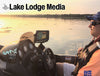 Boat interior with a man, fish finder, and "Old Hickory Life" logo at sunset.