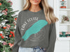 Grey sweatshirt with Lake Louise map and compass graphic, with Banff text.
