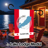 Sand Lake Ontario garden flag with compass rose, family name, and Canadian maple leaves.