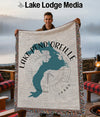Blanket with Lake Pend Oreille map design and "Idaho" text.