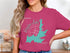 Hayden Lake, Idaho map with compass rose on a pink t-shirt.