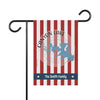Red and white striped garden flag with Canyon Lake map and "The Smith Family."