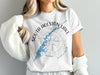 White t-shirt with blue South Holston Lake map and compass graphic.