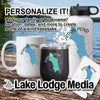 Personalized mug, tumbler, and water bottle featuring Jordan Pond map design with personalization prompt text.