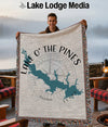 Woven blanket featuring Lake O' the Pines map and "Texas" text.