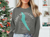 Gray graphic sweatshirt with "Lake Willoughby Vermont" and a compass design.